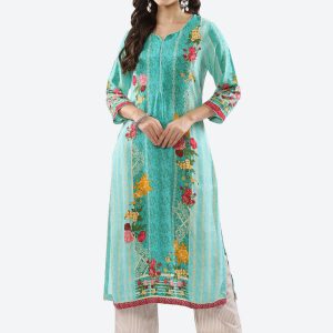 Biba Women Green & Red Floral Printed Kurta Price