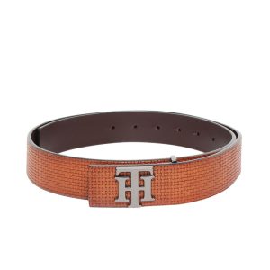 Tommy Hilfiger Men Tan Brown Textured Leather Belt Price