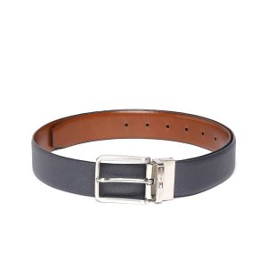 Tommy Hilfiger Men Navy Blue & Tan Brown Solid Reversible Leather Belt Price