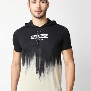Pepe Jeans Men Black Typography Dyed T-shirt Price