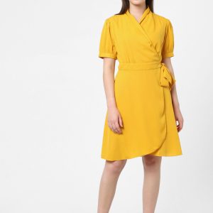 Vero Moda Yellow Wrap Style Tie-up Dress Price