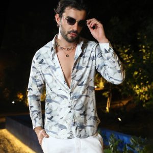 CAHOOT Men Printed Casual Grey Shirt