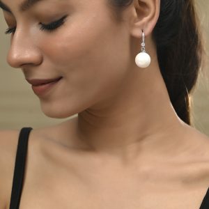 Silvermerc Designs Elegant Pearl Drop Earrings with Silver Accents Pearl Brass Drops & Danglers