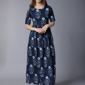 Vishudh Women Maxi Blue Full Length Dress