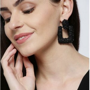 Jewels Galaxy Trendy Black Crystal Alloy Drops & Danglers