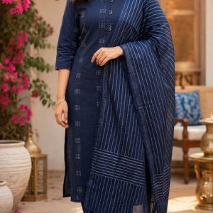Maharaja textile Women Printed A-line Kurta(Blue)