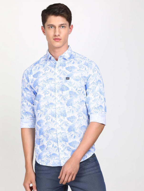The Indian Garage Co. Men Printed Casual Blue Shirt