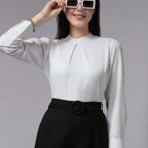 Style Quotient Formal Solid Women White Top