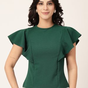 Style Quotient Casual Solid Women Green Top