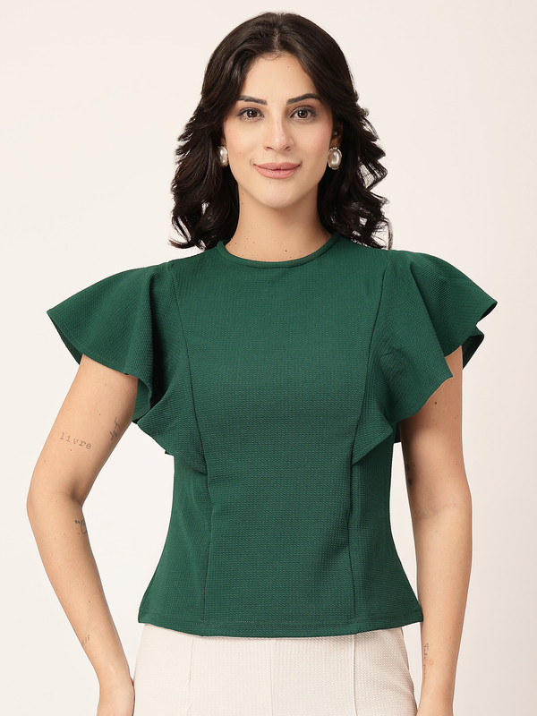 Style Quotient Casual Solid Women Green Top