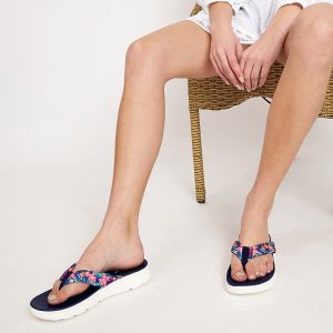 KazarMax Women Sea Green & Pink Floral Print Thong Flip-Flops