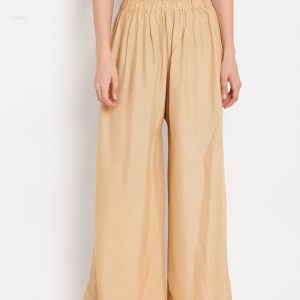 TAG 7 Women Beige Solid Flared Palazzos