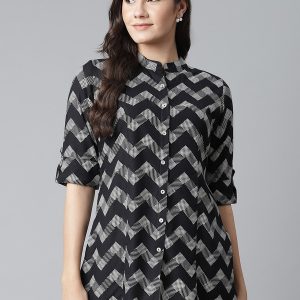 DIVENA Women Checkered Casual Black, Grey Shirt