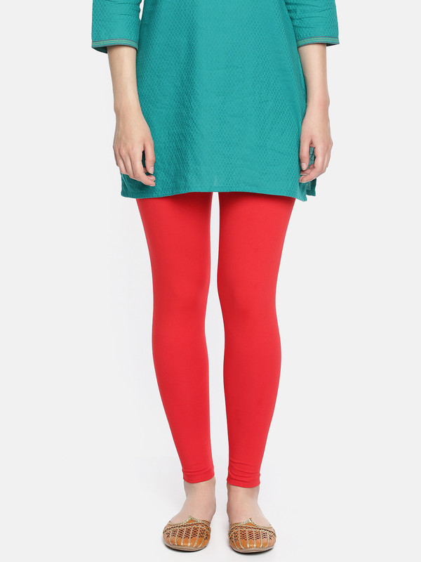 Dollar Missy Ankle Length Western Wear Legging(Red, Solid)