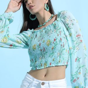 Tokyo Talkies Casual Printed Women Blue Top