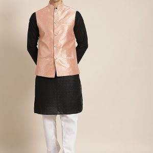 SOJANYA Men Kurta Churidar Ethnic Jacket Set